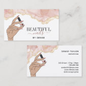 Blush Pink Nagel Salon Vrouw Hand Nagels Technicus Visitekaartje (Voorkant / Achterkant)