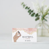 Blush Pink Nagel Salon Vrouw Hand Nagels Technicus Visitekaartje (Staand voorkant)