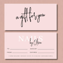 Blush Pink Nail Salon Logo Cadeaubonnen