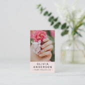 Blush Pink Nail Tech Photo QR Code Visitekaartje (Staand voorkant)