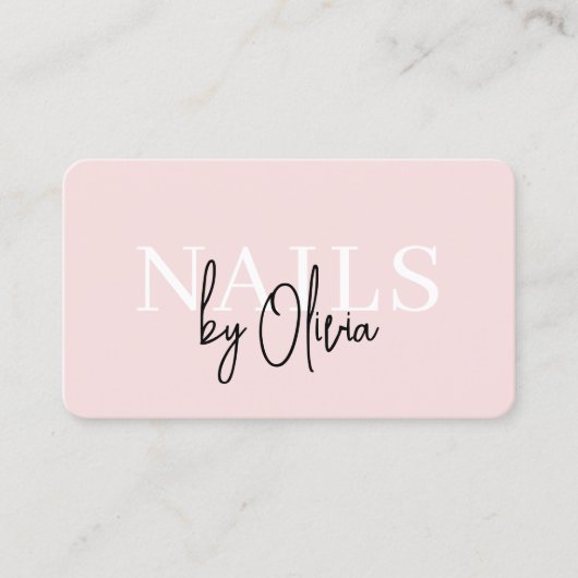 Blush Pink Nail Technician Visitekaartje (Voorkant)