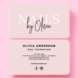Blush Pink Nail Technician Visitekaartje