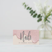 Blush Pink Nail-technicus Visitekaartje (Staand voorkant)