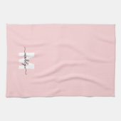 Blush pink name monogram theedoek (Horizontaal)