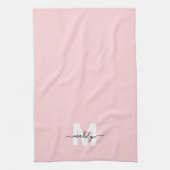 Blush pink name monogram theedoek (Verticaal)