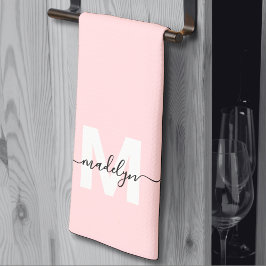 Blush pink name monogram theedoek