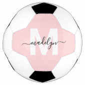 Blush pink name monogram voetbal (Voorkant)