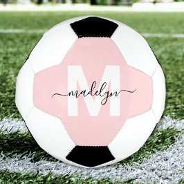 Blush pink name monogram voetbal