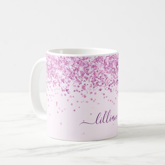 Blush pink name script koffiemok (Voorkant links)