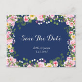 Blush Pink Navy Blue Bewaar de datum Briefkaarten (Voorkant)