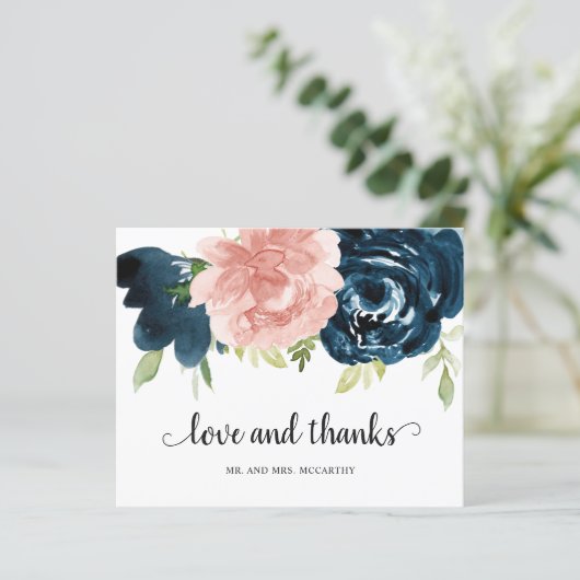 Blush Pink Navy Blue Budget Weddenschap Hartelijk (Staand voorkant)