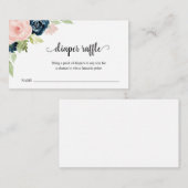 Blush Pink Navy Blue Diaper Baby shower Raffle Informatiekaartje (Voorkant / Achterkant)