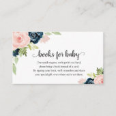 Blush Pink Navy Blue Floral Baby shower Informatiekaartje (Voorkant)