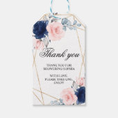Blush Pink & Navy Blue Floral Gift Label Cadeaulabel (Voorkant)