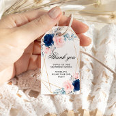 Blush Pink & Navy Blue Floral Gift Label Cadeaulabel