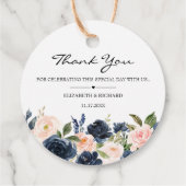 Blush Pink Navy Blue Floral Wedding Favor Labels (Achterkant)