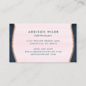 Blush Pink Navy Blue Modern Gold Border Abstract Visitekaartje (Achterkant)