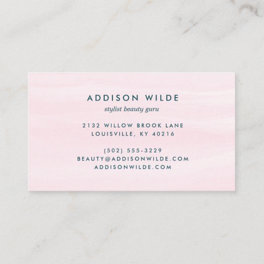 Blush Pink Navy Blue Modern Gold Speckle Abstract Visitekaartje (Achterkant)