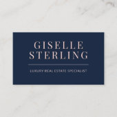 Blush Pink Navy Blue Real Estate Agent QR-code Visitekaartje (Voorkant)