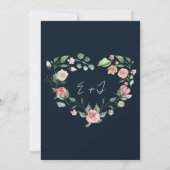 Blush Pink Navy Blue Waterverf Floral Wedding Kaart (Achterkant)