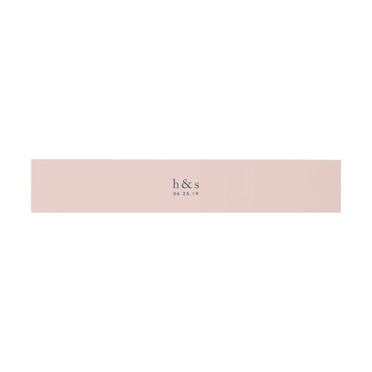 Blush Pink & Navy bruiloft monogram Uitnodigingen Wikkel (Vlak)