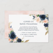 Blush Pink & Navy Elegant Wedding COVID-19 Informatiekaartje (Voorkant / Achterkant)
