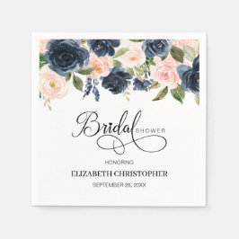 Blush Pink Navy Floral Vrijgezellenfeest Napkins Servet