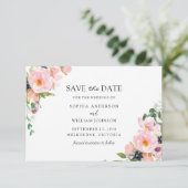 Blush Pink Navy Floral Waterverf Wedding Save The Date (Staand voorkant)