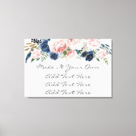 Blush Pink Navy Floral Wedding Sign Canvas Afdruk