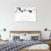 Blush Pink Navy Floral Wedding Sign Canvas Afdruk (Insitu (Slaapkamer))