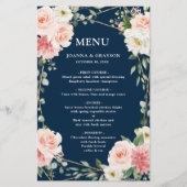 Blush Pink Navy Geometric Botanical WeddenMenu (Voorkant)