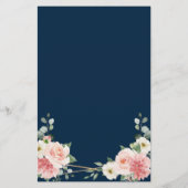 Blush Pink Navy Geometric Botanical WeddenMenu (Achterkant)