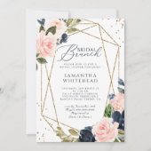 Blush Pink Navy Geometric Floral Vrijgezellenfeest Kaart (Voorkant)