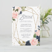 Blush Pink Navy Geometric Floral Vrijgezellenfeest Kaart (Staand voorkant)