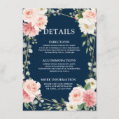 Blush Pink Navy Gold Geometric Botanical Weddensch Informatiekaartje (Voorkant)