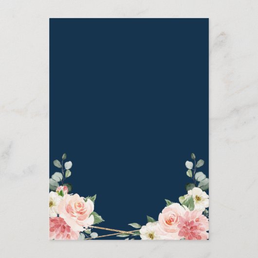 Blush Pink Navy Gold Geometric Botanical Weddensch Informatiekaartje (Achterkant)