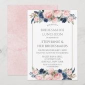 Blush Pink Navy Peony Bridesmaids Luncheon Kaart (Voorkant / Achterkant)
