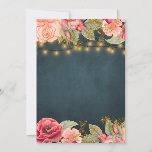 Blush pink navy string licht kaart (Achterkant)