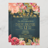 Blush pink navy string licht kaart (Voorkant / Achterkant)