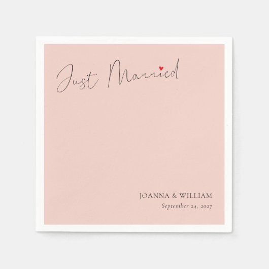 Blush Pink net getrouwd bruiloft servetten met nam (Voorkant)