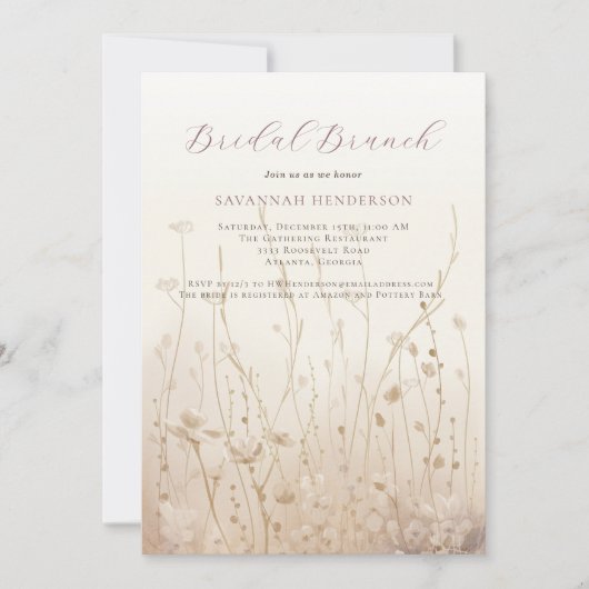 Blush Pink Neutral Bridal Brunch Douche Uitnodigin Kaart (Voorkant)