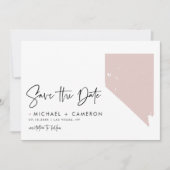 Blush Pink Nevada Map Modern Minimalist Script Save The Date (Voorkant)