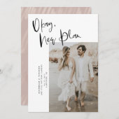 Blush Pink Oké New Plan Weddenschap Bewaar de datu Save The Date (Voorkant / Achterkant)
