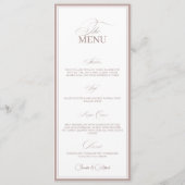 Blush Pink Old Money Wedding Dinner Menu Card (Voorkant)