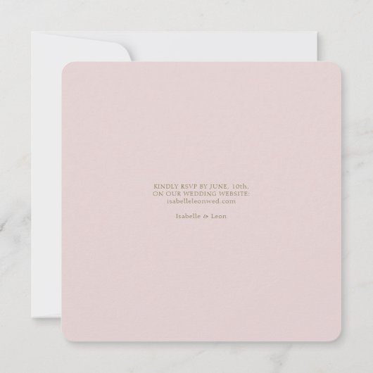 Blush Pink |  Olijf & Roos bruiloft Kaart (Achterkant)