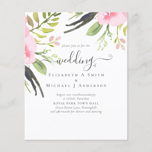Blush Pink Olive Lowest Budget Weddenschap Flyer (Voorkant)