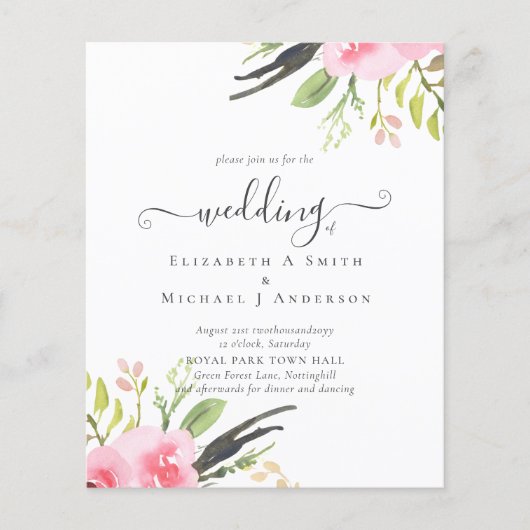 Blush Pink Olive Lowest Budget Weddenschap Flyer (Voorkant)