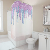 *~* Blush Pink OMBRE Drip Druppelende GLITTER AP7 Douchegordijn (In situ)