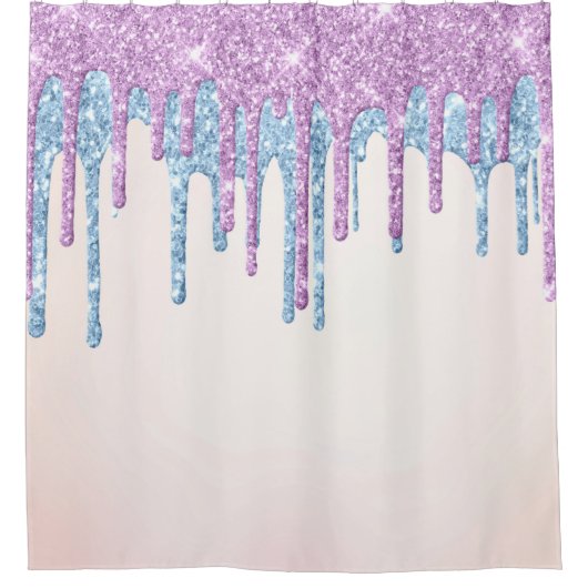 *~* Blush Pink OMBRE Drip Druppelende GLITTER AP7 Douchegordijn (Voorkant)