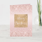 Blush Pink Ombre Glitzy Glitter Sparkle Kerstmis Kaart (Voorkant)